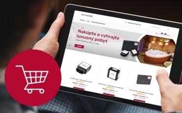 webová stránka Commander E-shop zobrazená na tablete